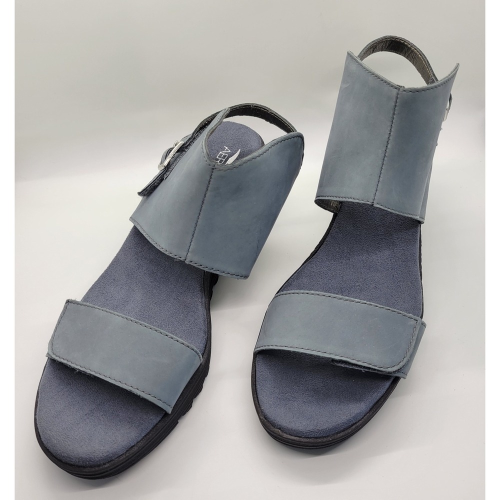 Aerosoles In The Bog Strappy Wedge Sandals Women 7M Blue Nubuck Leather Comfort